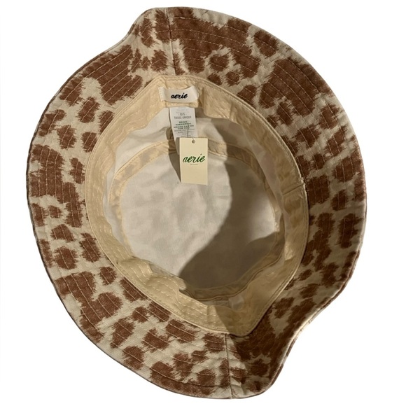 NWT Aerie 100% Cotton Tan and Cream Animal Print Bucket Hat - Picture 7 of 8